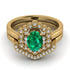 Honeycomb Halo Oval Emerald Bridal Set - Laura No. 4 image 2