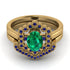 Honeycomb Halo Oval Emerald Bridal Set - Laura No. 64 image 2