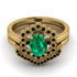Honeycomb Halo Oval Emerald Bridal Set - Laura No. 34