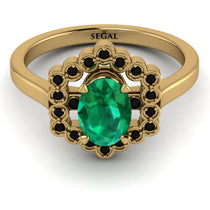 Honeycomb Halo Oval Emerald Ring - Laura No. 34 image 1