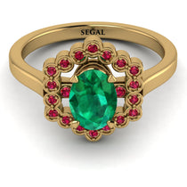 Honeycomb Halo Oval Emerald Ring - Laura No. 49 image 1
