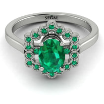 Honeycomb Halo Oval Emerald Ring - Laura No. 21 image 1