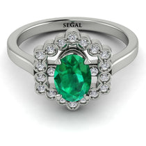 Honeycomb Halo Oval Emerald Ring - Laura No. 6 image 1