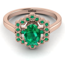 Honeycomb Halo Oval Emerald Ring - Laura No. 20 image 1