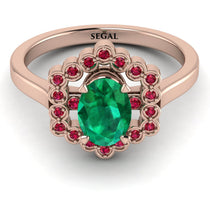 Honeycomb Halo Oval Emerald Ring - Laura No. 50 image 1