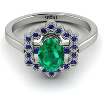 Honeycomb Halo Oval Emerald Ring - Laura No. 66 image 1