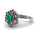 Honeycomb Halo Oval Emerald Ring - Laura No. 51