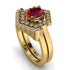 Honeycomb Halo Oval Ruby Bridal Set - Laura No. 10 image 1