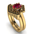 Honeycomb Halo Oval Ruby Bridal Set - Laura No. 40 image 1