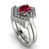Honeycomb Halo Oval Ruby Bridal Set - Laura No. 12 image 1