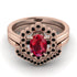 Honeycomb Halo Oval Ruby Bridal Set - Laura No. 41 image 2