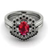 Honeycomb Halo Oval Ruby Bridal Set - Laura No. 42