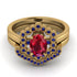 Honeycomb Halo Oval Ruby Bridal Set - Laura No. 70