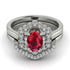 Honeycomb Halo Oval Ruby Bridal Set - Laura No. 12