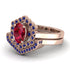 Honeycomb Halo Oval Ruby Bridal Set - Laura No. 71 image 3