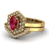 Honeycomb Halo Oval Ruby Bridal Set - Laura No. 10