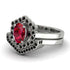 Honeycomb Halo Oval Ruby Bridal Set - Laura No. 42