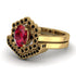 Honeycomb Halo Oval Ruby Bridal Set - Laura No. 40 image 3