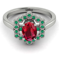 Honeycomb Halo Oval Ruby Ring - Laura No. 27 image 1