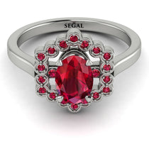 Honeycomb Halo Oval Ruby Ring - Laura No. 57 image 1