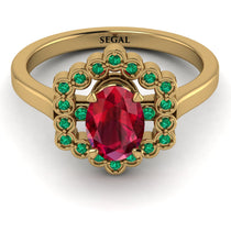 Honeycomb Halo Oval Ruby Ring - Laura No. 25 image 1