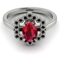 Honeycomb Halo Oval Ruby Ring - Laura No. 42 image 1