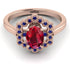 Honeycomb Halo Oval Ruby Ring - Laura No. 71