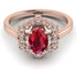 Honeycomb Halo Oval Ruby Ring - Laura No. 11