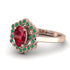 Honeycomb Halo Oval Ruby Ring - Laura No. 26 image 2