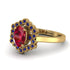 Honeycomb Halo Oval Ruby Ring - Laura No. 70