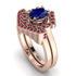 Honeycomb Halo Oval Sapphire Bridal Set - Laura No. 59