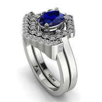 Honeycomb Halo Oval Sapphire Bridal Set - Laura No. 15 image 1