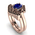 Honeycomb Halo Oval Sapphire Bridal Set - Laura No. 44