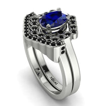 Honeycomb Halo Oval Sapphire Bridal Set - Laura No. 45 image 1