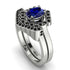 Honeycomb Halo Oval Sapphire Bridal Set - Laura No. 45