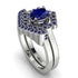 Honeycomb Halo Oval Sapphire Bridal Set - Laura No. 75 image 1