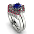 Honeycomb Halo Oval Sapphire Bridal Set - Laura No. 60 image 1