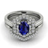 Honeycomb Halo Oval Sapphire Bridal Set - Laura No. 15