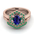 Honeycomb Halo Oval Sapphire Bridal Set - Laura No. 29