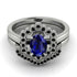 Honeycomb Halo Oval Sapphire Bridal Set - Laura No. 45