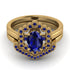 Honeycomb Halo Oval Sapphire Bridal Set - Laura No. 73