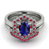 Honeycomb Halo Oval Sapphire Bridal Set - Laura No. 60