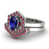 Honeycomb Halo Oval Sapphire Bridal Set - Laura No. 60