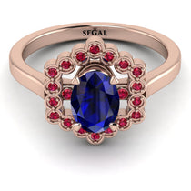 Honeycomb Halo Oval Sapphire Ring - Laura No. 59 image 1