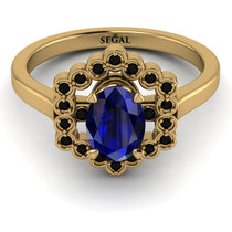 Honeycomb Halo Oval Sapphire Ring - Laura No. 43 image 1
