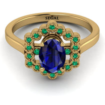 Honeycomb Halo Oval Sapphire Ring - Laura No. 28 image 1