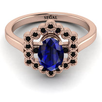 Honeycomb Halo Oval Sapphire Ring - Laura No. 44 image 1