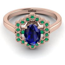 Honeycomb Halo Oval Sapphire Ring - Laura No. 29 image 1