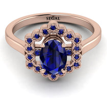 Honeycomb Halo Oval Sapphire Ring - Laura No. 74 image 1