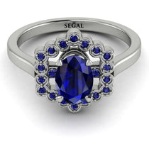 Honeycomb Halo Oval Sapphire Ring - Laura No. 75 image 1